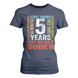 5 Years Of Being Sober T Shirt For Women 5 Years Sobriety Anniversary Addiction Recovery TS11 Navy Print Your Wear