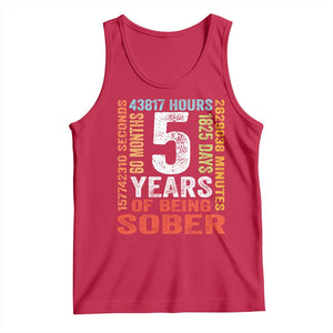 5 Years Of Being Sober Tank Top 5 Years Sobriety Anniversary Addiction Recovery TS11 Red Print Your Wear