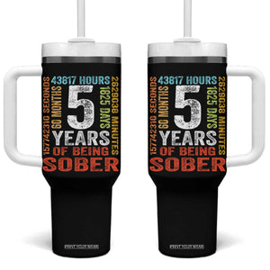 5 Years Of Being Sober Tumbler With Handle 5 Years Sobriety Anniversary Addiction Recovery TS11 One Size: 40 oz Black Print Your Wear