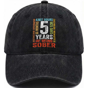 5 Years Of Being Sober Washed Cotton Baseball Cap 5 Years Sobriety Anniversary Addiction Recovery TS11 Print Your Wear