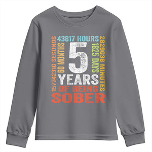 5 Years Of Being Sober Youth Sweatshirt 5 Years Sobriety Anniversary Addiction Recovery TS11 Charcoal Print Your Wear