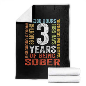 3 Years Of Being Sober Throw Blanket 3 Years Sobriety Anniversary Addiction Recovery TS11 Black Print Your Wear