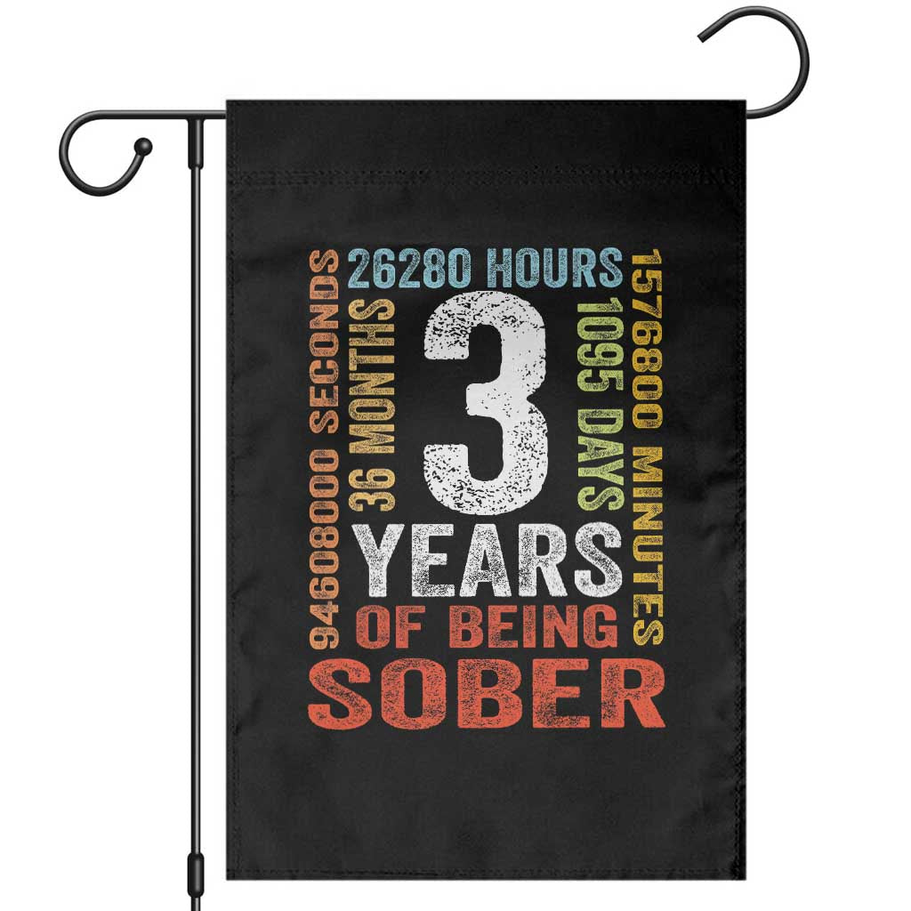 3 Years Of Being Sober Garden Flag 3 Years Sobriety Anniversary Addiction Recovery TS11 Black Print Your Wear