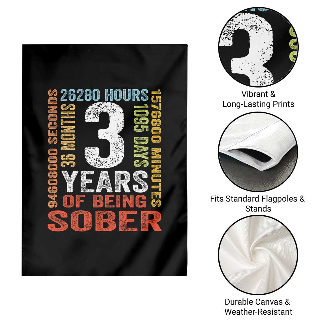 3 Years Of Being Sober Garden Flag 3 Years Sobriety Anniversary Addiction Recovery TS11 Print Your Wear