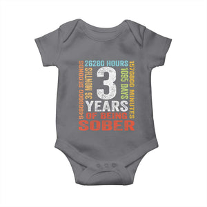 3 Years Of Being Sober Baby Onesie 3 Years Sobriety Anniversary Addiction Recovery TS11 Charcoal Print Your Wear