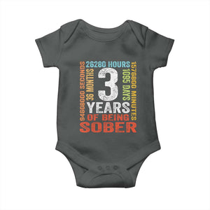 3 Years Of Being Sober Baby Onesie 3 Years Sobriety Anniversary Addiction Recovery TS11 Dark Heather Print Your Wear