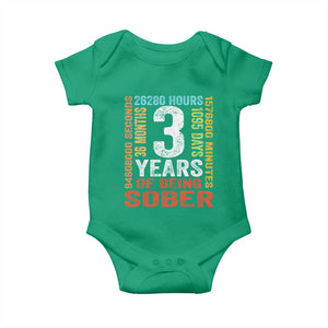3 Years Of Being Sober Baby Onesie 3 Years Sobriety Anniversary Addiction Recovery TS11 Irish Green Print Your Wear