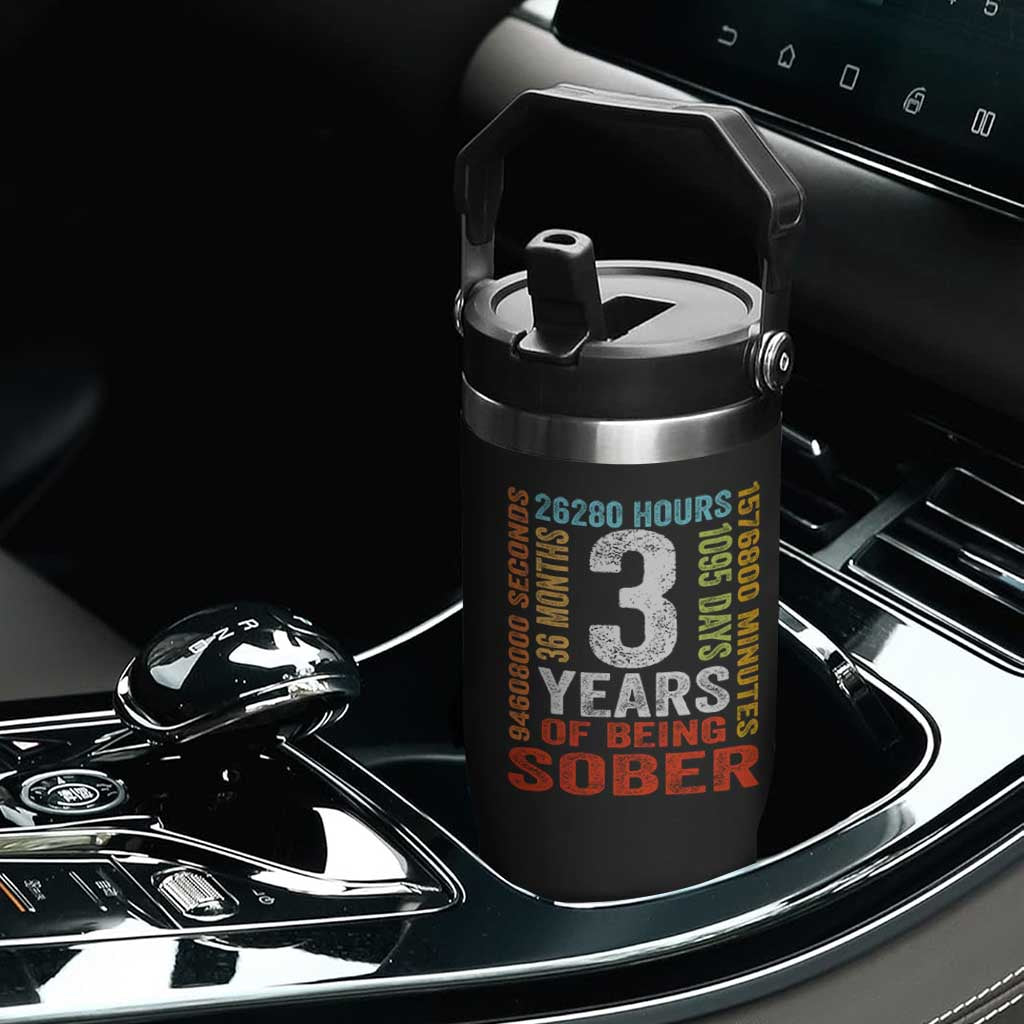 3 Years Of Being Sober Flip Straw Tumbler 3 Years Sobriety Anniversary Addiction Recovery TS11 Print Your Wear