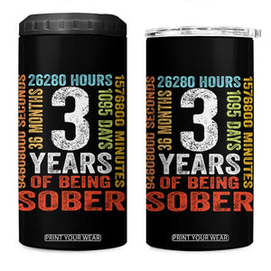 3 Years Of Being Sober 4 in 1 Can Cooler Tumbler 3 Years Sobriety Anniversary Addiction Recovery TS11 One Size: 16 oz Black Print Your Wear
