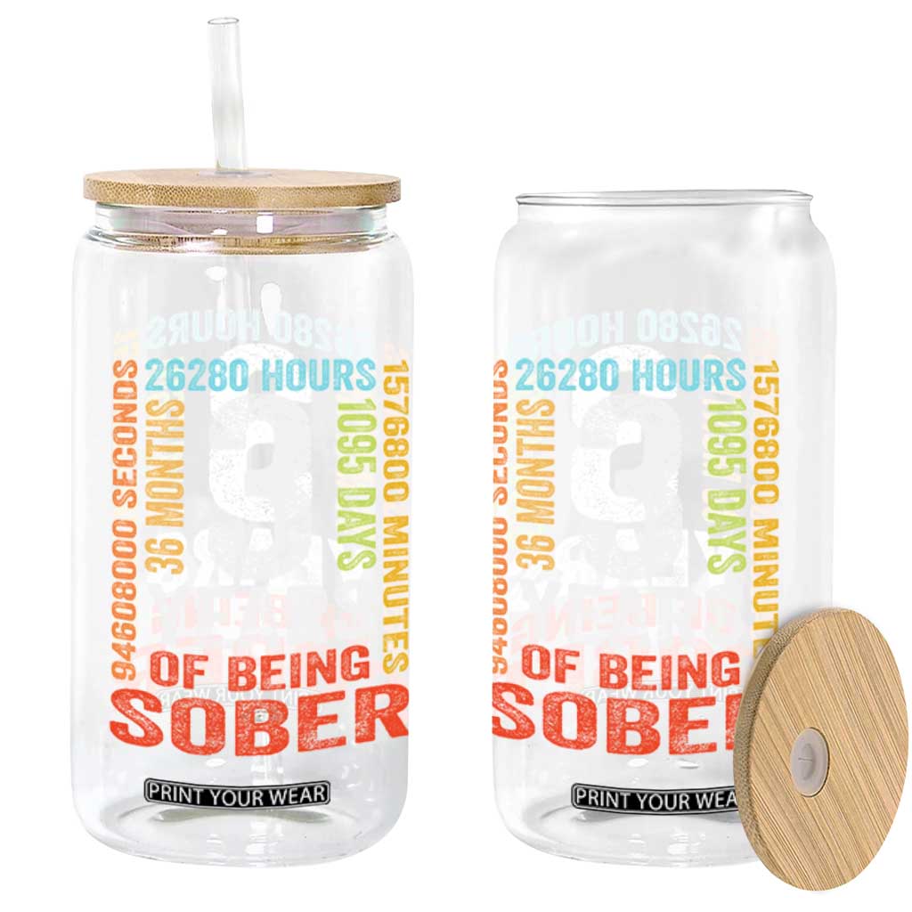 3 Years Of Being Sober Glass Can 3 Years Sobriety Anniversary Addiction Recovery TS11 Print Your Wear