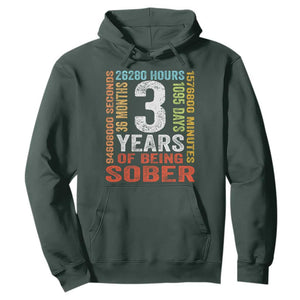 3 Years Of Being Sober Hoodie 3 Years Sobriety Anniversary Addiction Recovery TS11 Dark Forest Green Print Your Wear