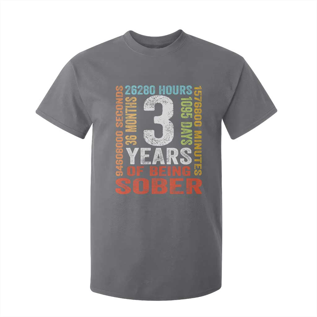 3 Years Of Being Sober T Shirt For Kid 3 Years Sobriety Anniversary Addiction Recovery TS11 Charcoal Print Your Wear