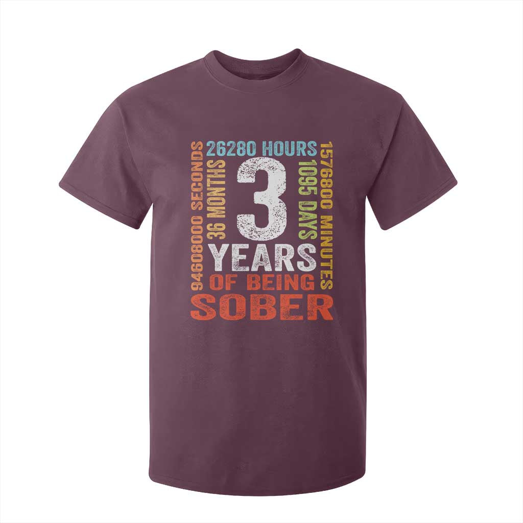 3 Years Of Being Sober T Shirt For Kid 3 Years Sobriety Anniversary Addiction Recovery TS11 Maroon Print Your Wear