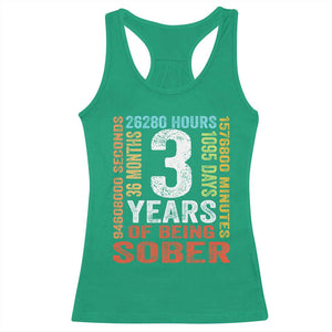3 Years Of Being Sober Racerback Tank Top 3 Years Sobriety Anniversary Addiction Recovery TS11 Irish Green Print Your Wear