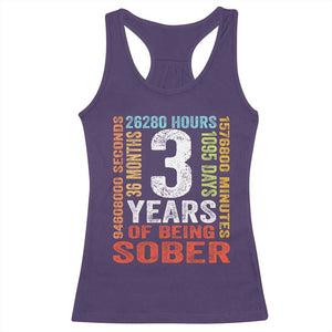 3 Years Of Being Sober Racerback Tank Top 3 Years Sobriety Anniversary Addiction Recovery TS11 Purple Print Your Wear