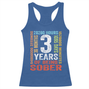 3 Years Of Being Sober Racerback Tank Top 3 Years Sobriety Anniversary Addiction Recovery TS11 Royal Blue Print Your Wear