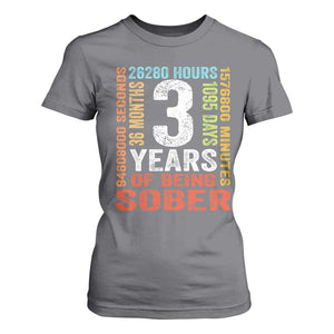 3 Years Of Being Sober T Shirt For Women 3 Years Sobriety Anniversary Addiction Recovery TS11 Charcoal Print Your Wear