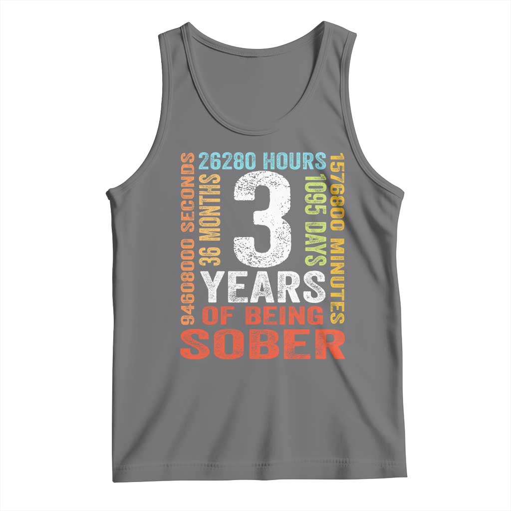 3 Years Of Being Sober Tank Top 3 Years Sobriety Anniversary Addiction Recovery TS11 Black Heather Print Your Wear