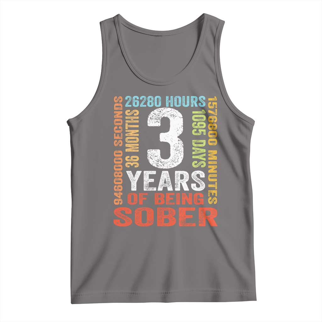 3 Years Of Being Sober Tank Top 3 Years Sobriety Anniversary Addiction Recovery TS11 Deep Heather Print Your Wear