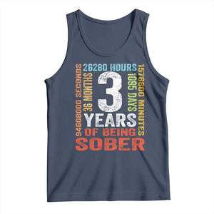 3 Years Of Being Sober Tank Top 3 Years Sobriety Anniversary Addiction Recovery TS11 Navy Print Your Wear