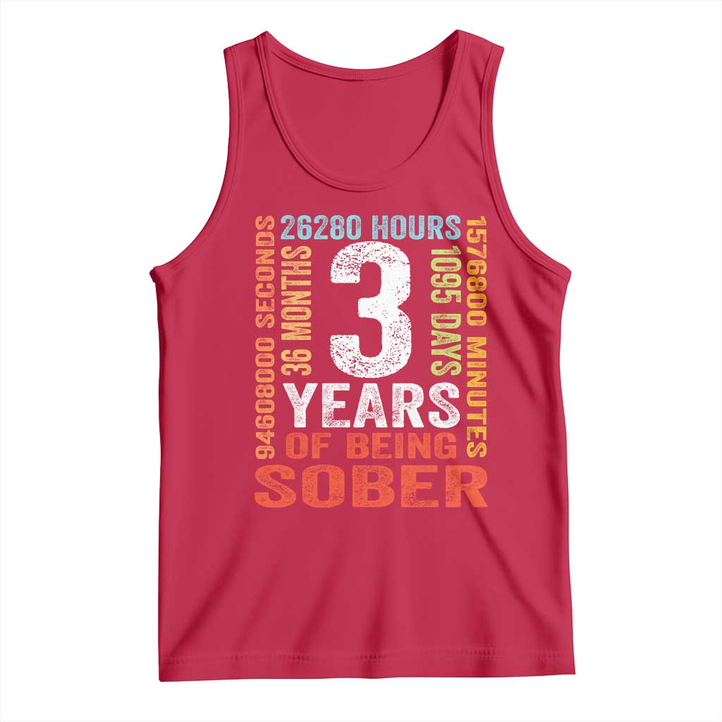 3 Years Of Being Sober Tank Top 3 Years Sobriety Anniversary Addiction Recovery TS11 Red Print Your Wear