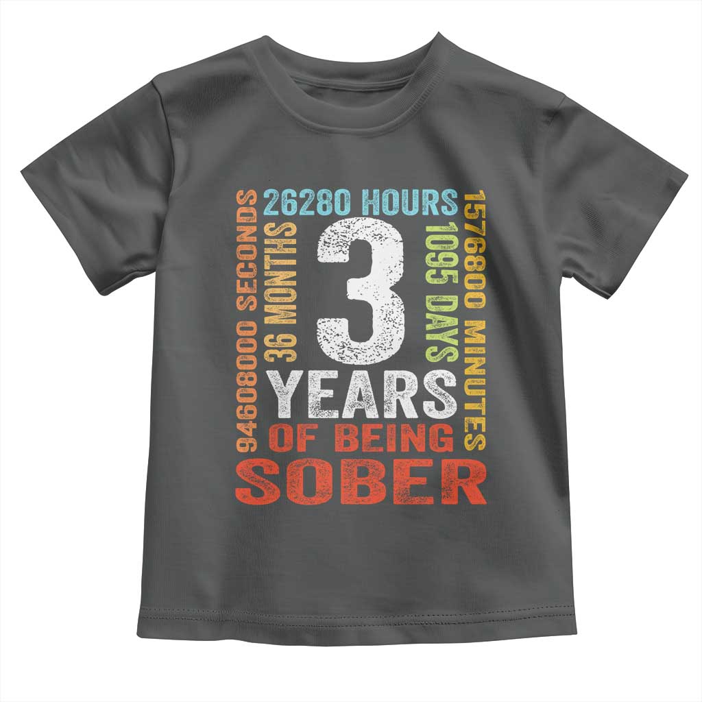 3 Years Of Being Sober Toddler T Shirt 3 Years Sobriety Anniversary Addiction Recovery TS11 Dark Heather Print Your Wear