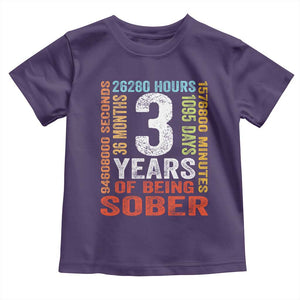 3 Years Of Being Sober Toddler T Shirt 3 Years Sobriety Anniversary Addiction Recovery TS11 Purple Print Your Wear