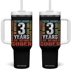 3 Years Of Being Sober Tumbler With Handle 3 Years Sobriety Anniversary Addiction Recovery TS11 One Size: 40 oz Black Print Your Wear