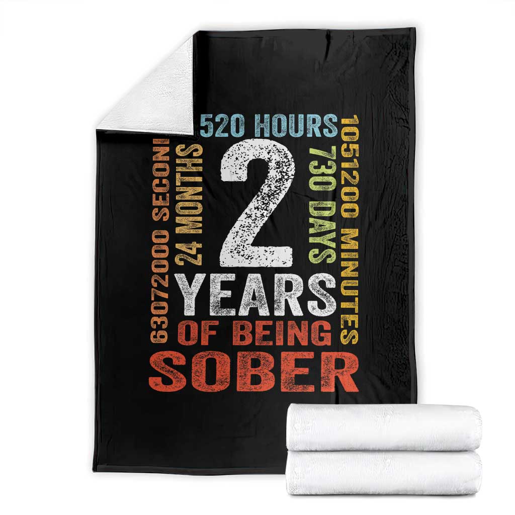 2 Years Of Being Sober Throw Blanket 2 Years Sobriety Anniversary Addiction Recovery TS11 Black Print Your Wear
