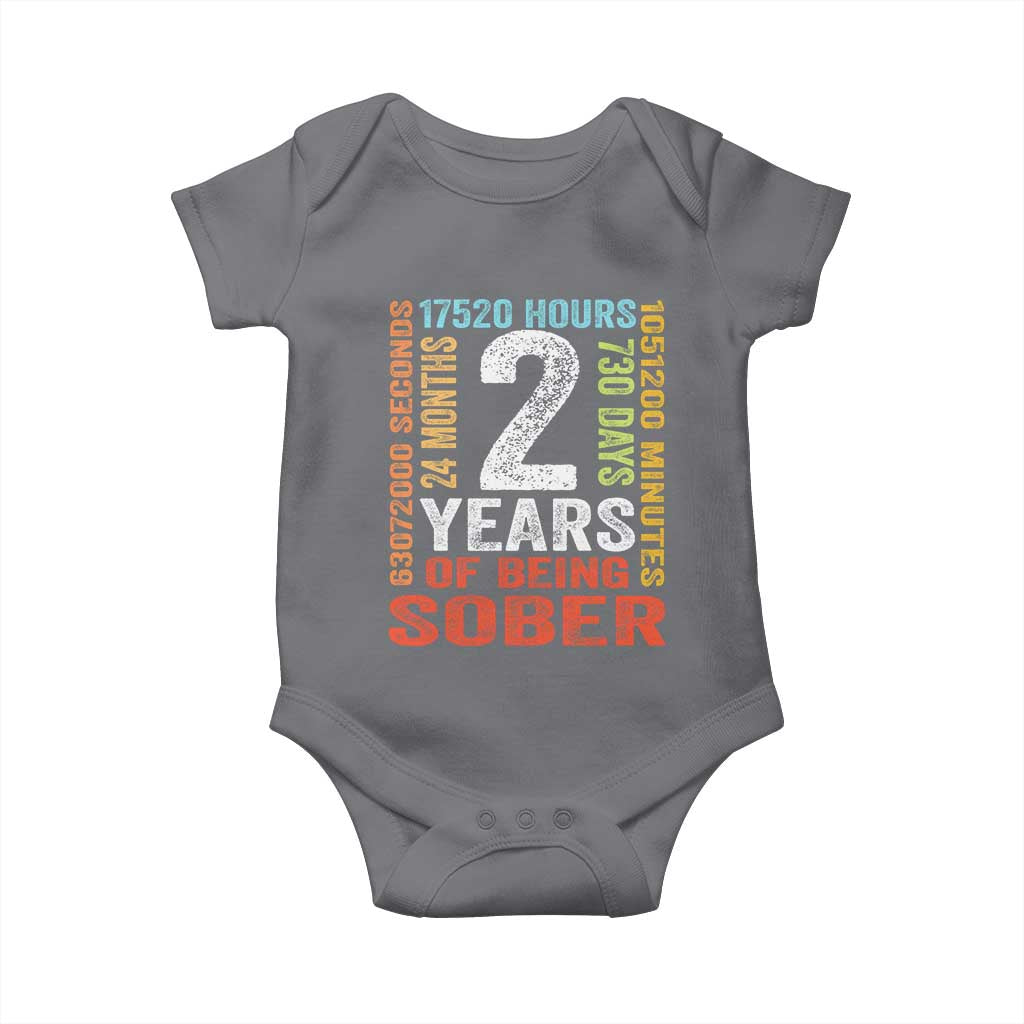 2 Years Of Being Sober Baby Onesie 2 Years Sobriety Anniversary Addiction Recovery TS11 Charcoal Print Your Wear