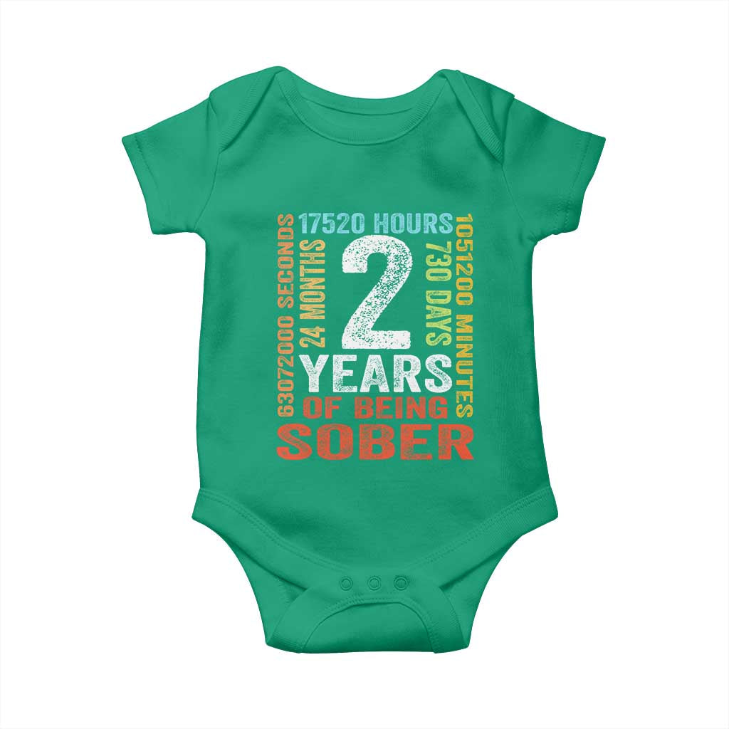 2 Years Of Being Sober Baby Onesie 2 Years Sobriety Anniversary Addiction Recovery TS11 Irish Green Print Your Wear
