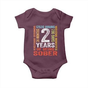 2 Years Of Being Sober Baby Onesie 2 Years Sobriety Anniversary Addiction Recovery TS11 Maroon Print Your Wear