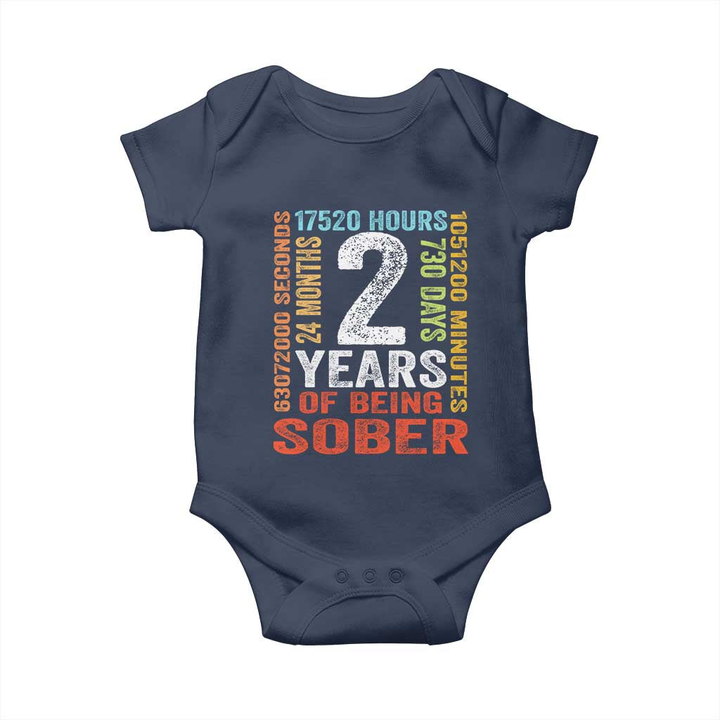 2 Years Of Being Sober Baby Onesie 2 Years Sobriety Anniversary Addiction Recovery TS11 Navy Print Your Wear