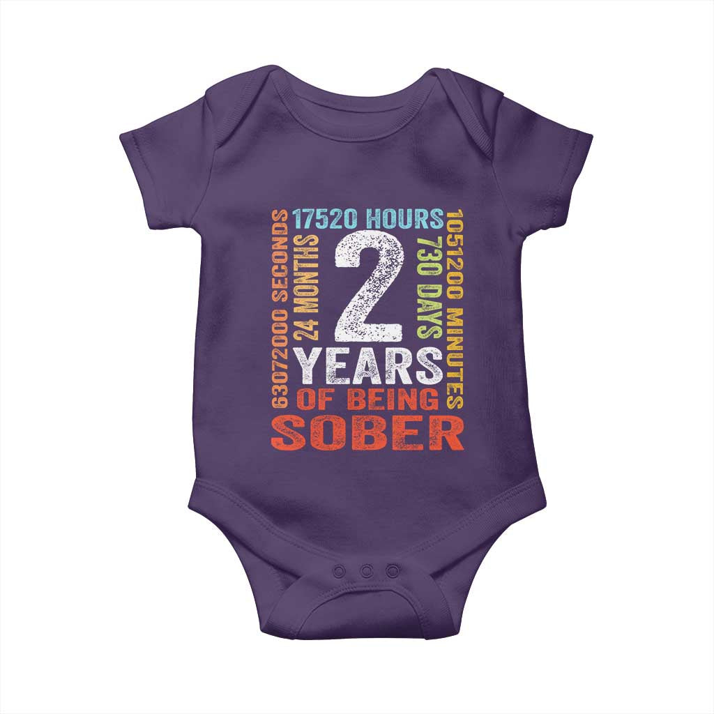 2 Years Of Being Sober Baby Onesie 2 Years Sobriety Anniversary Addiction Recovery TS11 Purple Print Your Wear