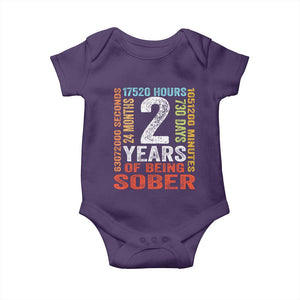 2 Years Of Being Sober Baby Onesie 2 Years Sobriety Anniversary Addiction Recovery TS11 Purple Print Your Wear