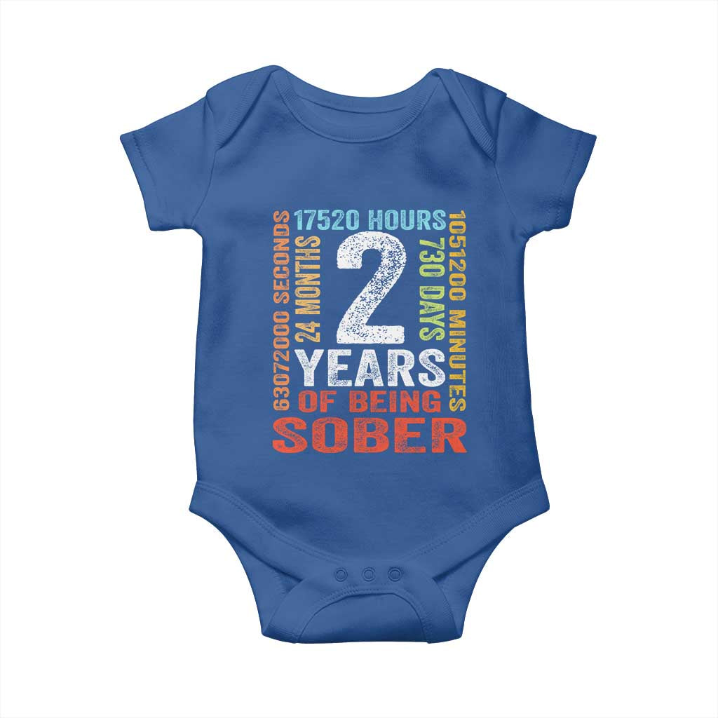 2 Years Of Being Sober Baby Onesie 2 Years Sobriety Anniversary Addiction Recovery TS11 Royal Blue Print Your Wear