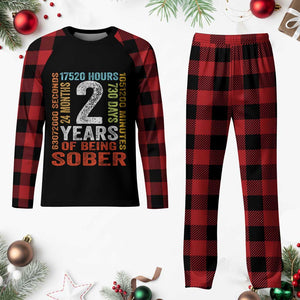 2 Years Of Being Sober Plaid Pajama Set 2 Years Sobriety Anniversary Addiction Recovery TS11 Buffalo Plaid Print Your Wear