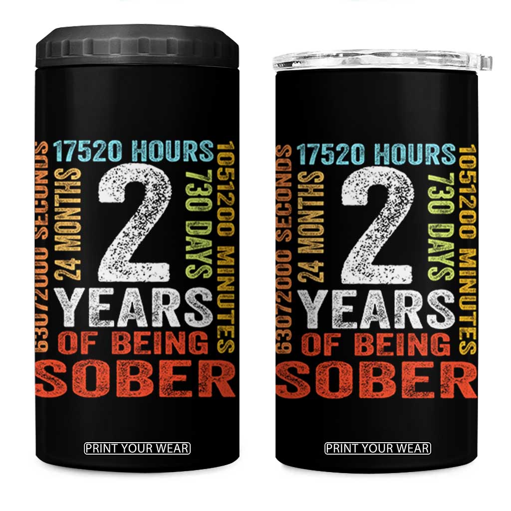 2 Years Of Being Sober 4 in 1 Can Cooler Tumbler 2 Years Sobriety Anniversary Addiction Recovery TS11 One Size: 16 oz Black Print Your Wear