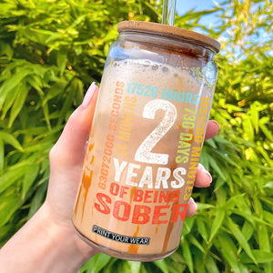 2 Years Of Being Sober Glass Can 2 Years Sobriety Anniversary Addiction Recovery TS11 Black Print Your Wear
