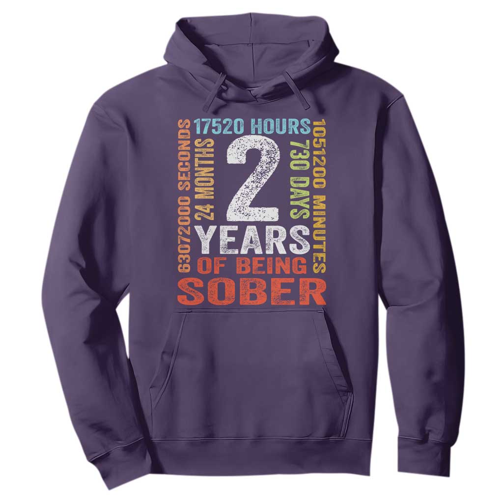 2 Years Of Being Sober Hoodie 2 Years Sobriety Anniversary Addiction Recovery TS11 Purple Print Your Wear