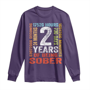 2 Years Of Being Sober Long Sleeve Shirt 2 Years Sobriety Anniversary Addiction Recovery TS11 Purple Print Your Wear