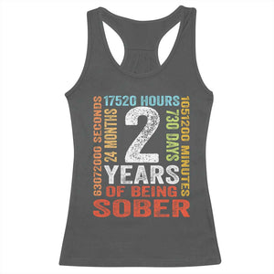 2 Years Of Being Sober Racerback Tank Top 2 Years Sobriety Anniversary Addiction Recovery TS11 Dark Heather Print Your Wear