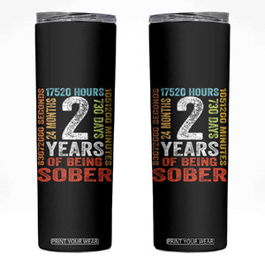 2 Years Of Being Sober Skinny Tumbler 2 Years Sobriety Anniversary Addiction Recovery TS11 Black Print Your Wear