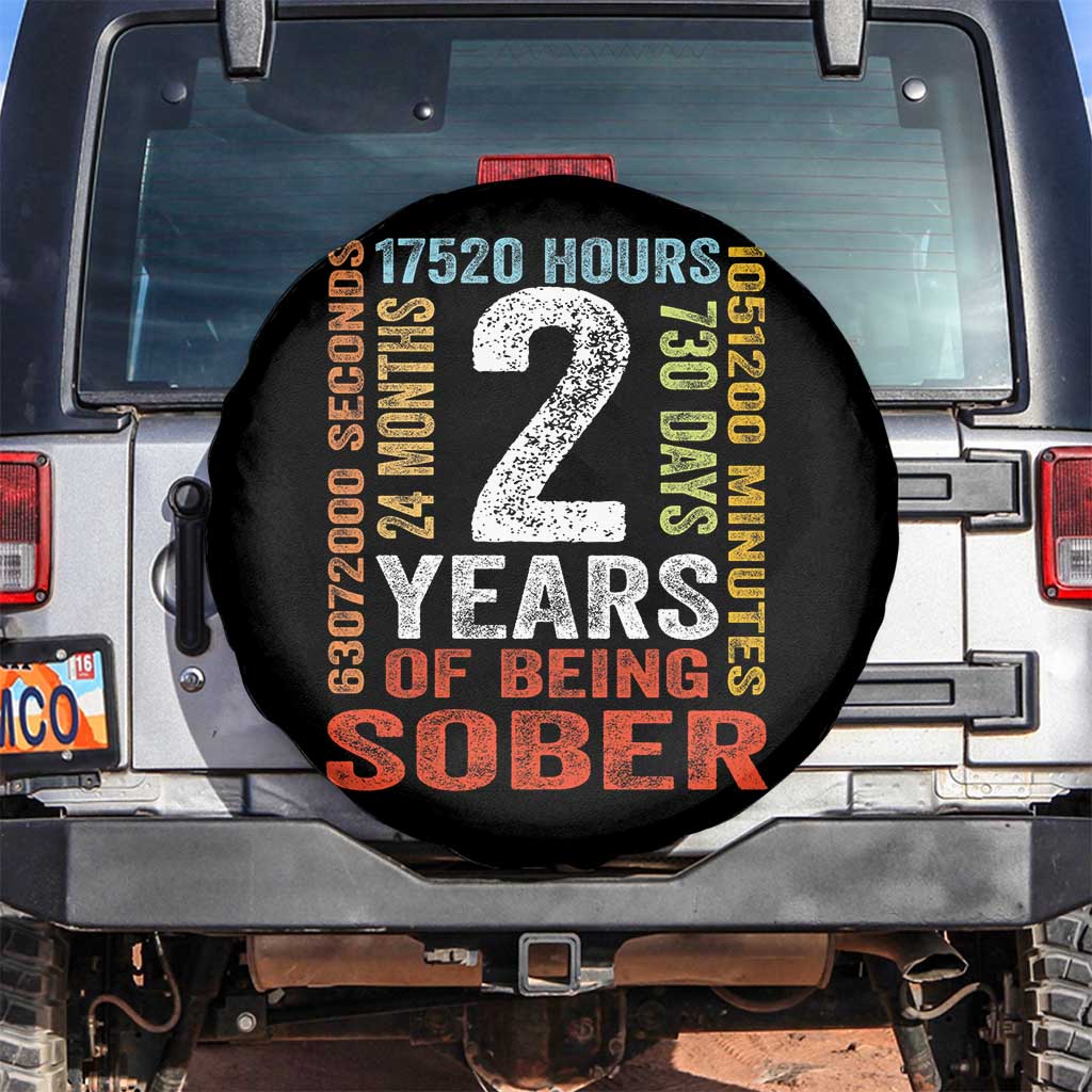 2 Years Of Being Sober Spare Tire Cover 2 Years Sobriety Anniversary Addiction Recovery TS11 No hole Black Print Your Wear