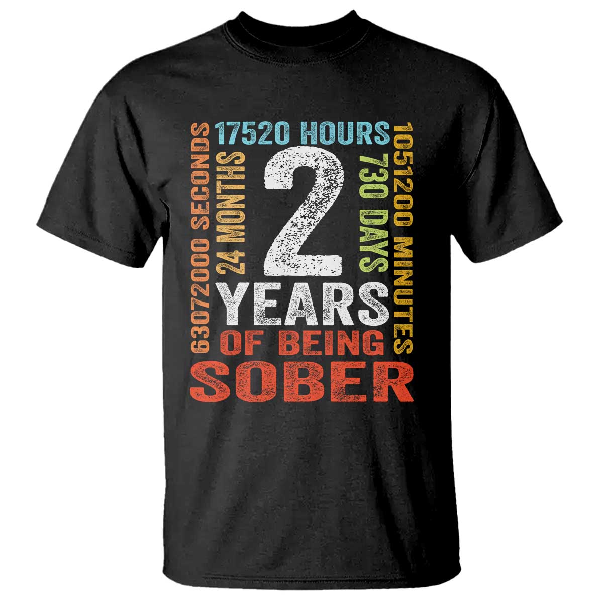 2 Years Of Being Sober T Shirt 2 Years Sobriety Anniversary Addiction Recovery TS11 Black Print Your Wear