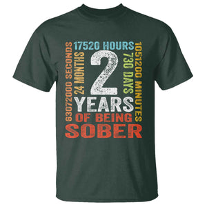 2 Years Of Being Sober T Shirt 2 Years Sobriety Anniversary Addiction Recovery TS11 Dark Forest Green Print Your Wear