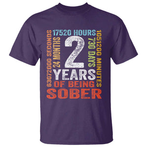 2 Years Of Being Sober T Shirt 2 Years Sobriety Anniversary Addiction Recovery TS11 Purple Print Your Wear