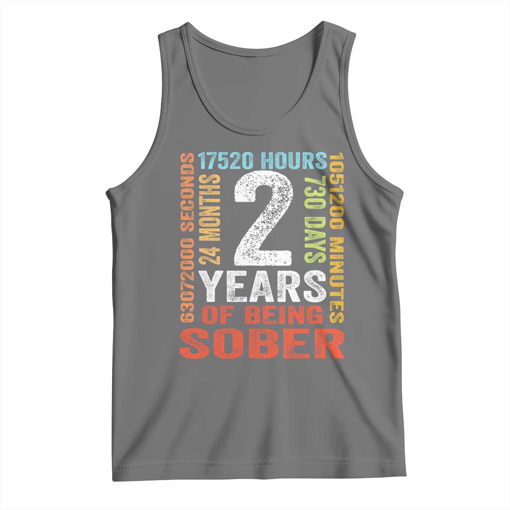 2 Years Of Being Sober Tank Top 2 Years Sobriety Anniversary Addiction Recovery TS11 Black Heather Print Your Wear