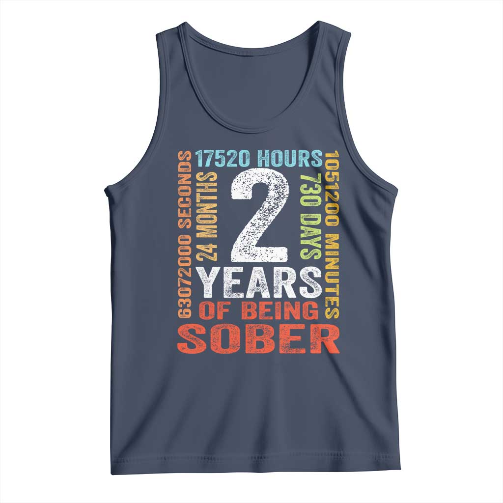 2 Years Of Being Sober Tank Top 2 Years Sobriety Anniversary Addiction Recovery TS11 Navy Print Your Wear
