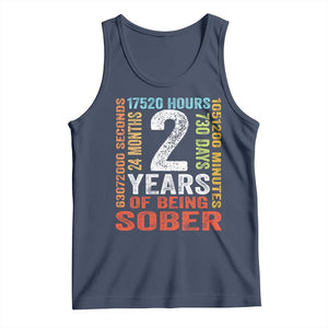 2 Years Of Being Sober Tank Top 2 Years Sobriety Anniversary Addiction Recovery TS11 Navy Print Your Wear
